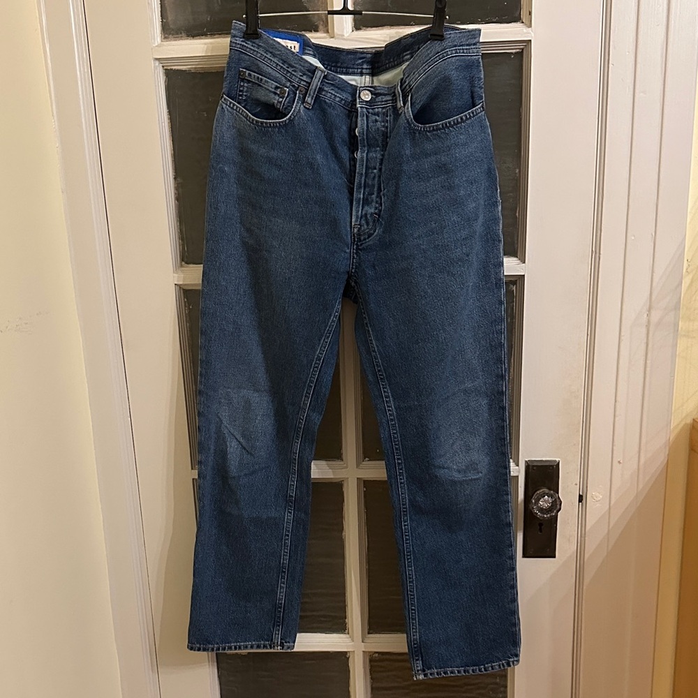 Acne Dark Blue Straight Women's Jeans Blå Konst